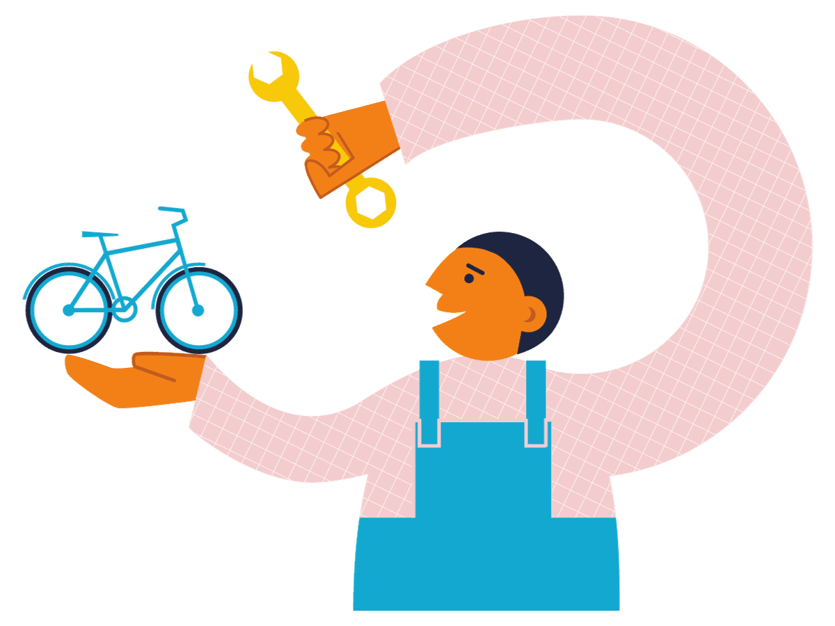 VeloVerse Mechaniker repariert ein Fahrrad